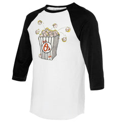 Baltimore Orioles Tiny Turnip Women's Popcorn 3/4-Sleeve Raglan T-Shirt White/Black