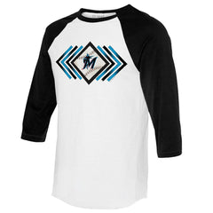 Miami Marlins Tiny Turnip Women's Prism Arrows 3/4-Sleeve Raglan T-Shirt White