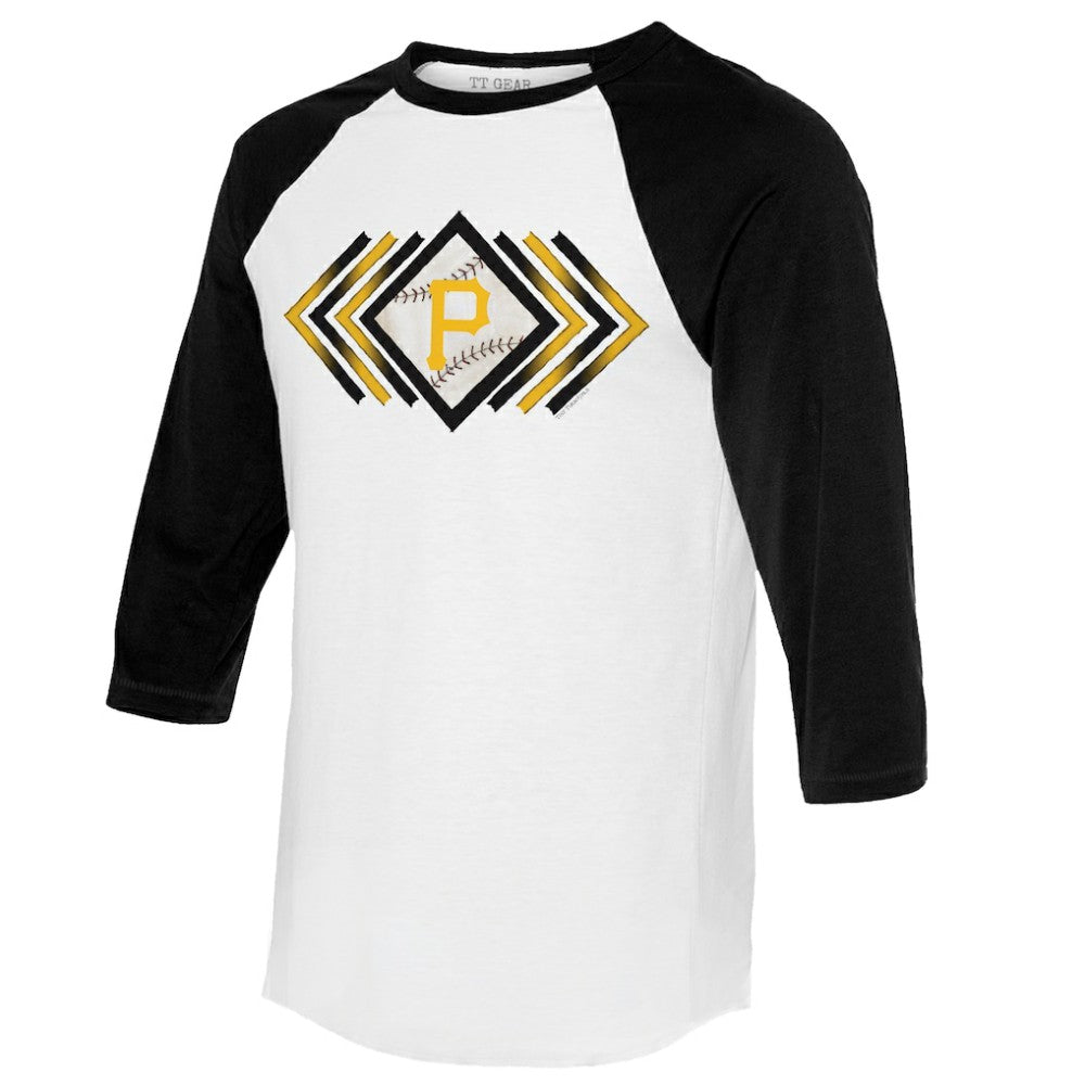Pittsburgh Pirates Tiny Turnip Women's Prism Arrows 3/4-Sleeve Raglan T-Shirt White