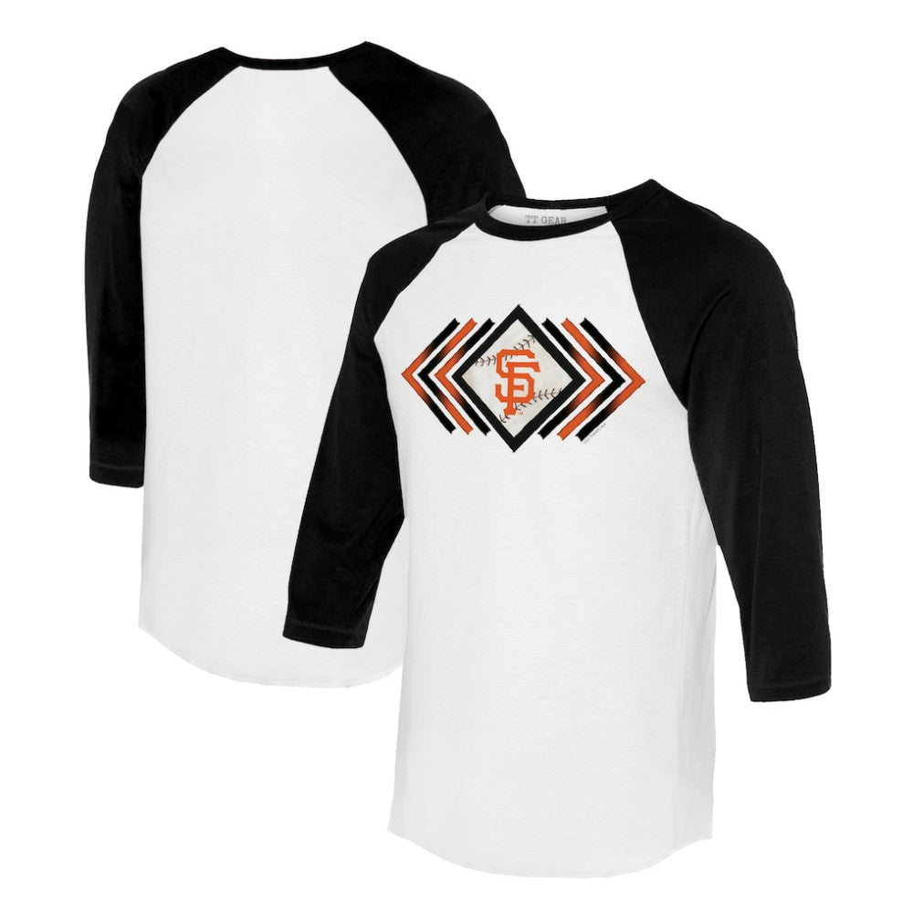 San Francisco Giants Tiny Turnip Women's Prism Arrows 3/4-Sleeve Raglan T-Shirt White
