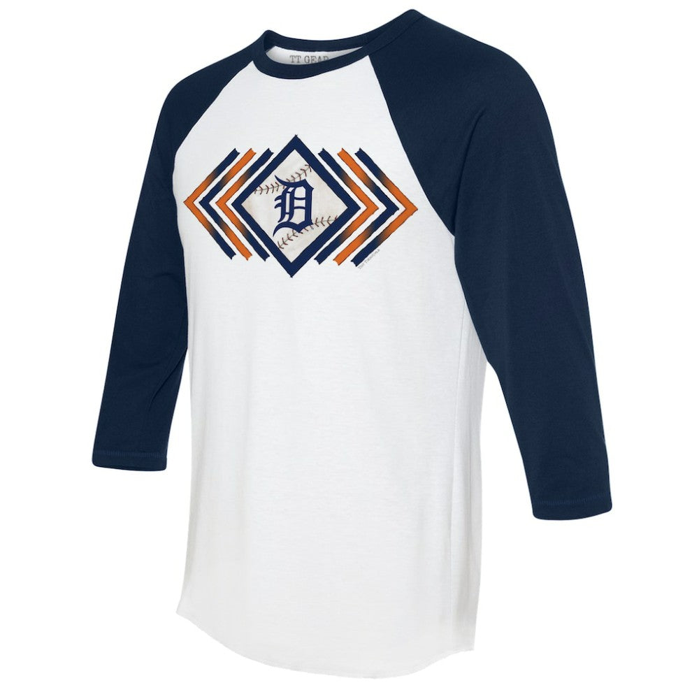 Detroit Tigers Tiny Turnip Women's Prism Arrows 3/4-Sleeve Raglan T-Shirt White