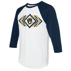 Milwaukee Brewers Tiny Turnip Women's Prism Arrows 3/4-Sleeve Raglan T-Shirt White