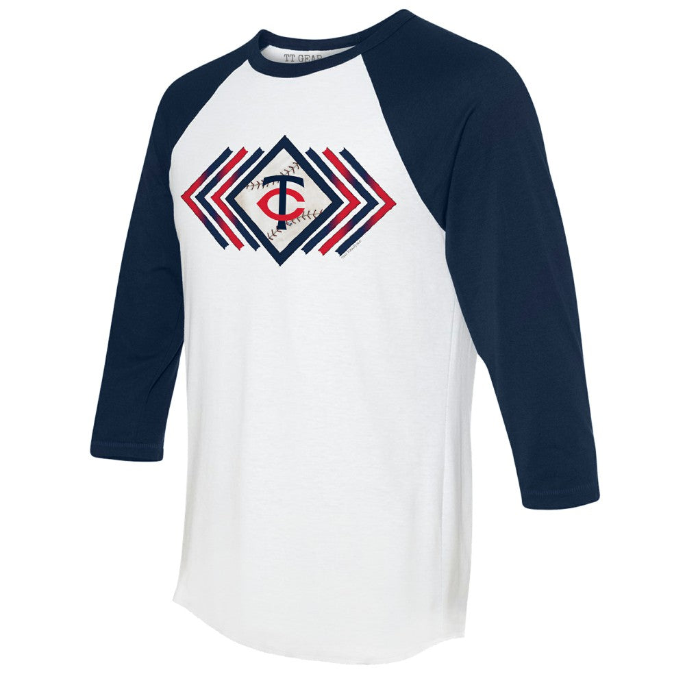 Minnesota Twins Tiny Turnip Women's Prism Arrows 3/4-Sleeve Raglan T-Shirt White