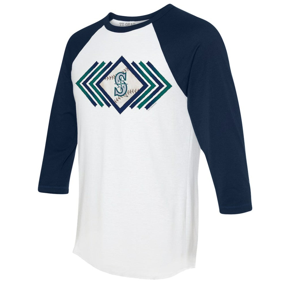 Seattle Mariners Tiny Turnip Women's Prism Arrows 3/4-Sleeve Raglan T-Shirt White