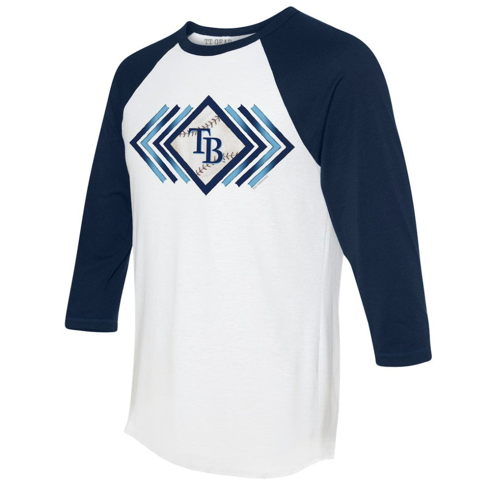 Tampa Bay Rays Tiny Turnip Women's Prism Arrows 3/4-Sleeve Raglan T-Shirt White