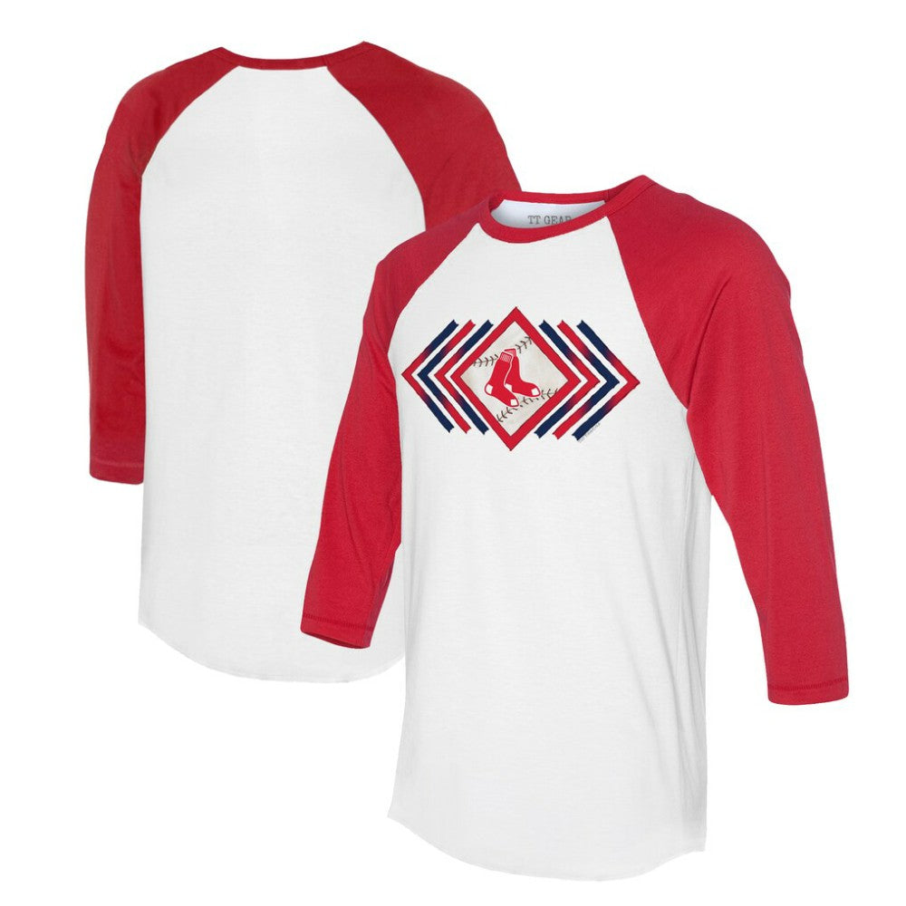 Boston Red Sox Tiny Turnip Women's Prism Arrows 3/4-Sleeve Raglan T-Shirt White