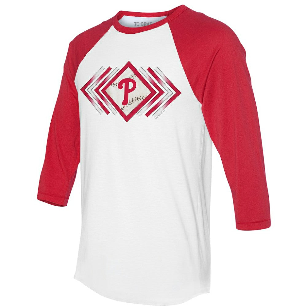 Philadelphia Phillies Tiny Turnip Women's Prism Arrows 3/4-Sleeve Raglan T-Shirt White