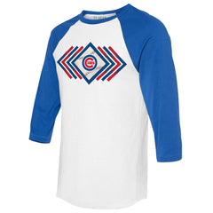 Chicago Cubs Tiny Turnip Women's Prism Arrows 3/4-Sleeve Raglan T-Shirt White