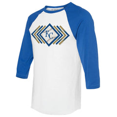 Kansas City Royals Tiny Turnip Women's Prism Arrows 3/4-Sleeve Raglan T-Shirt White
