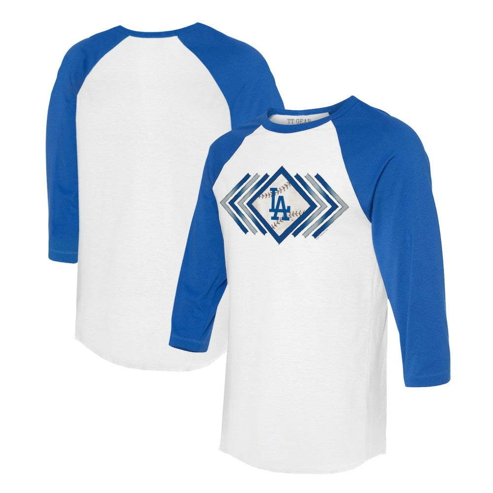Los Angeles Dodgers Tiny Turnip Women's Prism Arrows 3/4-Sleeve Raglan T-Shirt White