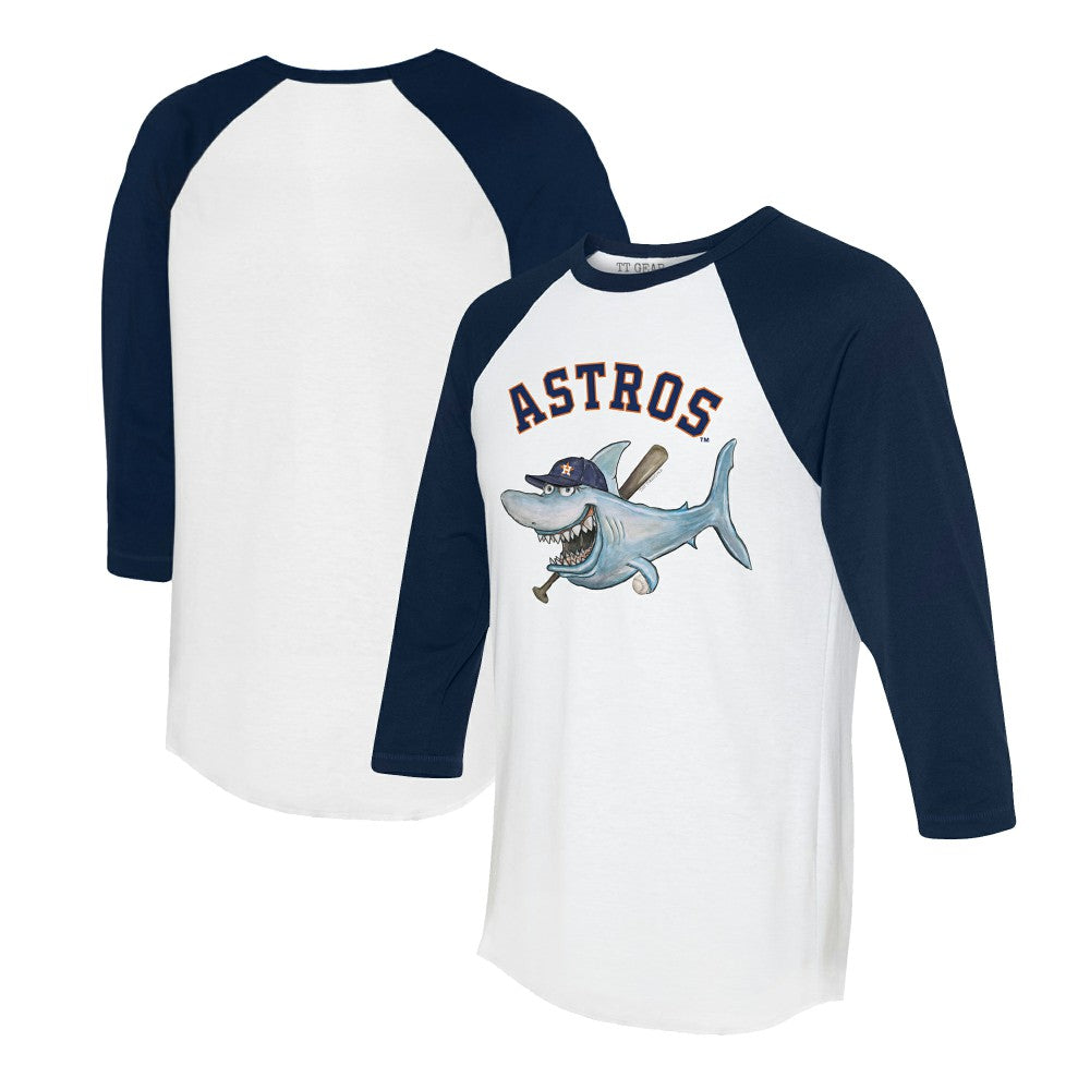Houston Astros Tiny Turnip Women's Shark 3/4-Sleeve Raglan T-Shirt White/Navy