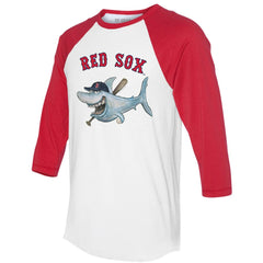 Boston Red Sox Tiny Turnip Women's Shark 3/4-Sleeve Raglan T-Shirt White/Red
