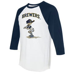 Milwaukee Brewers Tiny Turnip Women's Slugger 3/4-Sleeve Raglan T-Shirt White/Navy