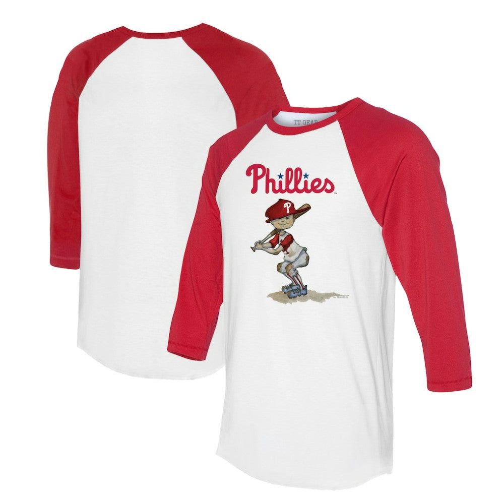 Philadelphia Phillies Tiny Turnip Women's Slugger 3/4-Sleeve Raglan T-Shirt White/Red