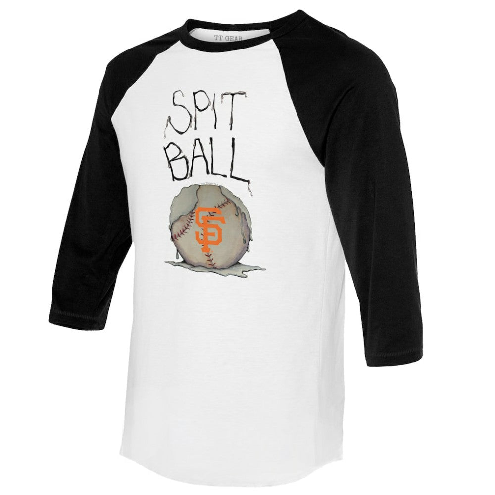 San Francisco Giants Tiny Turnip Women's Spit Ball 3/4-Sleeve Raglan T-Shirt White/Black