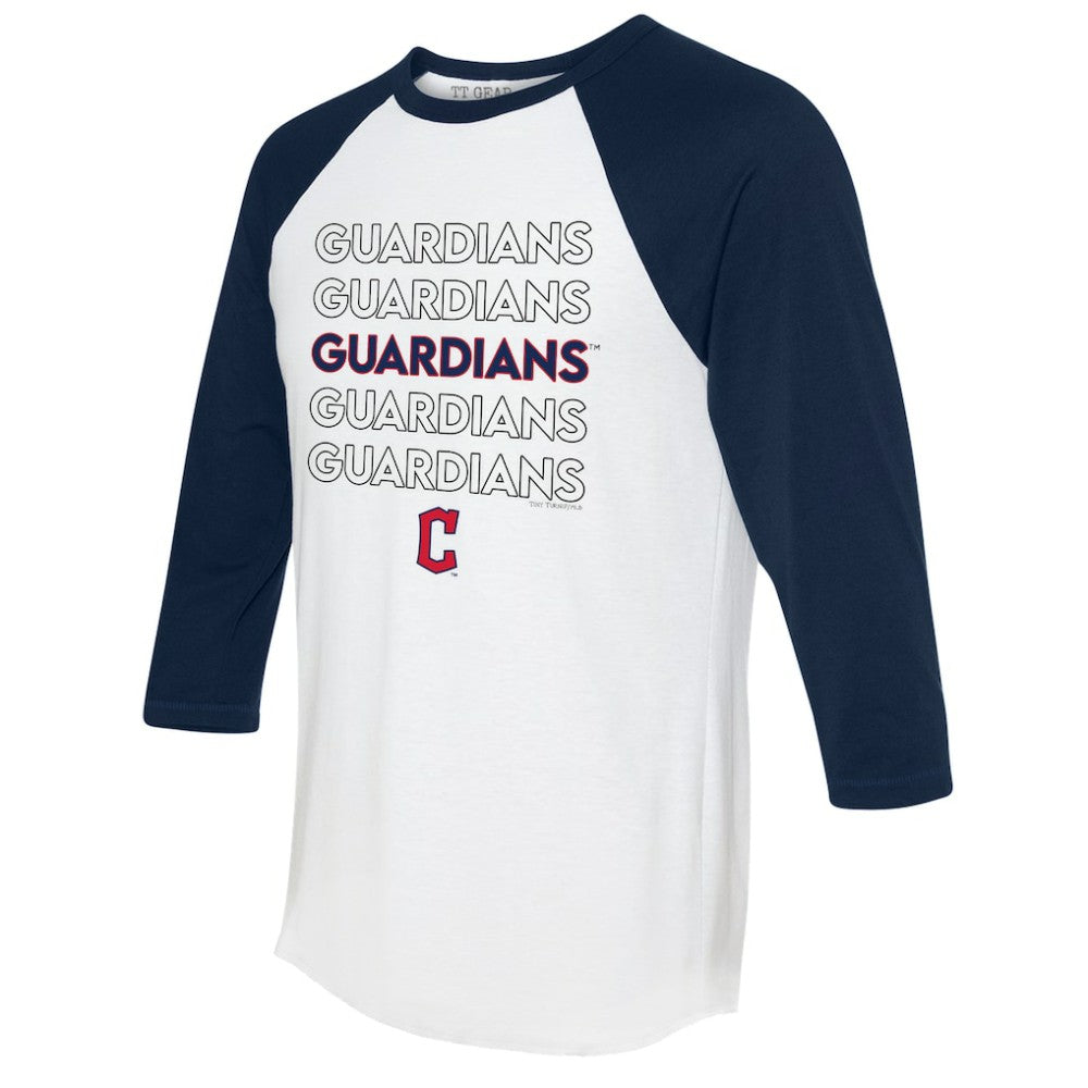 Cleveland Guardians Tiny Turnip Women's Stacked 3/4-Sleeve Raglan T-Shirt White/Navy