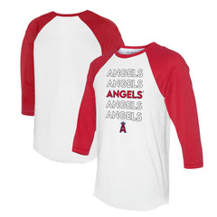 Los Angeles Angels Tiny Turnip Unisex Stacked 3/4-Sleeve Raglan T-Shirt White/Red