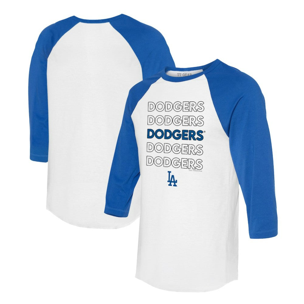 Los Angeles Dodgers Tiny Turnip Unisex Stacked 3/4-Sleeve Raglan T-Shirt White/Royal