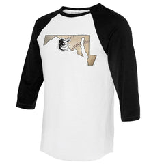 Baltimore Orioles Tiny Turnip Unisex State Outline 3/4-Sleeve Raglan T-Shirt White/Black