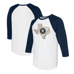 Houston Astros Tiny Turnip Unisex State Outline 3/4-Sleeve Raglan T-Shirt White/Navy