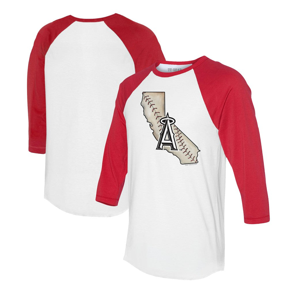 Los Angeles Angels Tiny Turnip Unisex State Outline 3/4-Sleeve Raglan T-Shirt White/Red