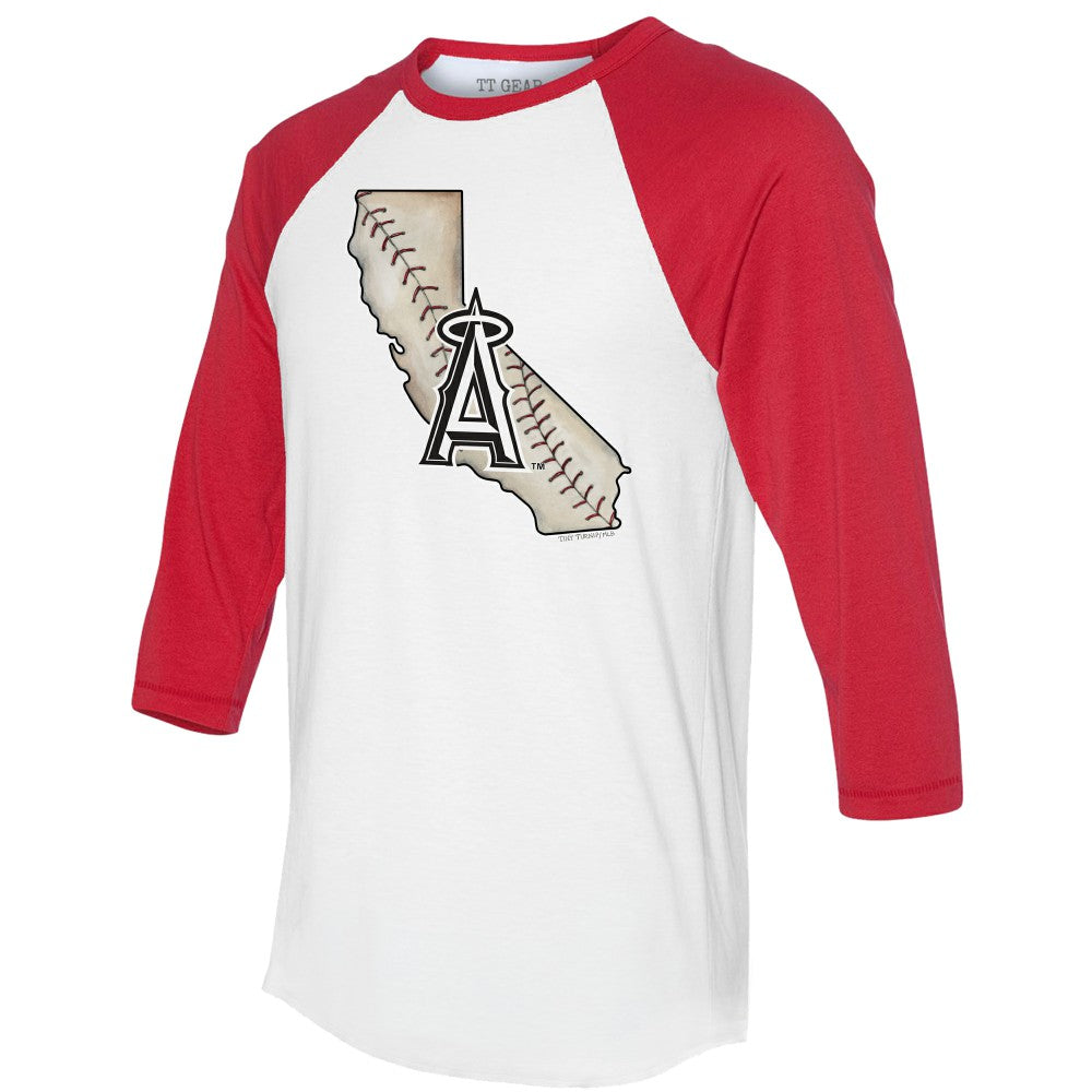 Los Angeles Angels Tiny Turnip Unisex State Outline 3/4-Sleeve Raglan T-Shirt White/Red