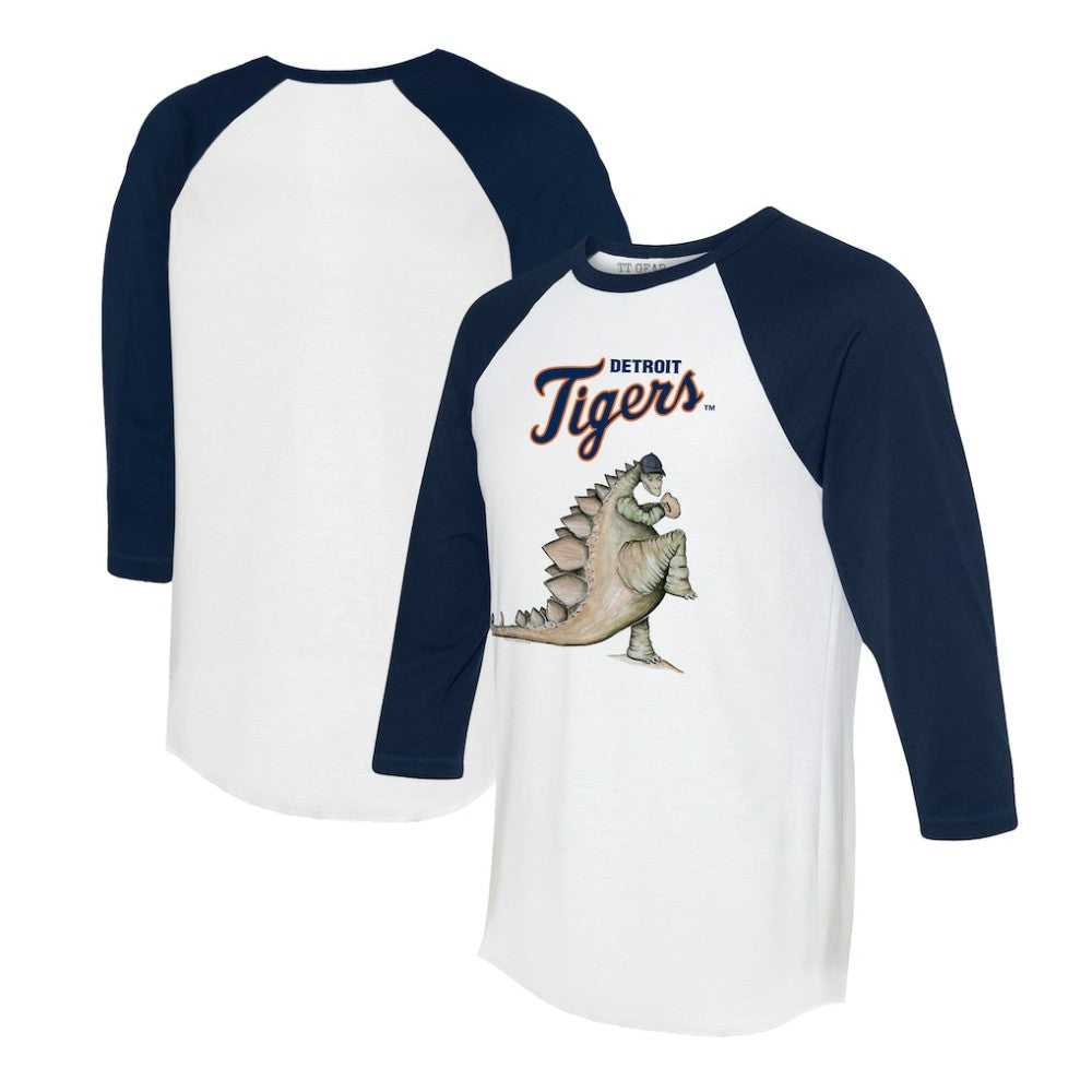 Detroit Tigers Tiny Turnip Unisex Stega 3/4-Sleeve Raglan T-Shirt White/Navy