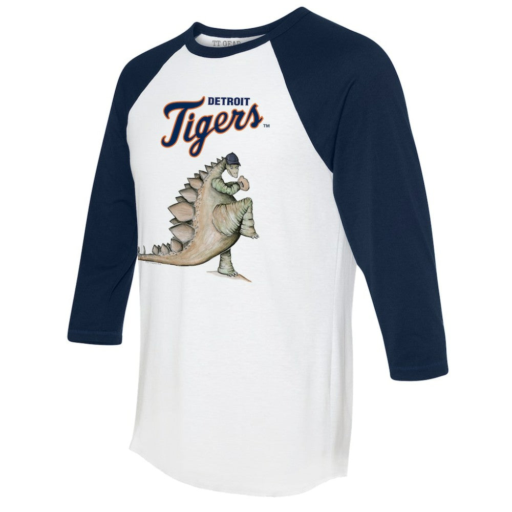 Detroit Tigers Tiny Turnip Unisex Stega 3/4-Sleeve Raglan T-Shirt White/Navy