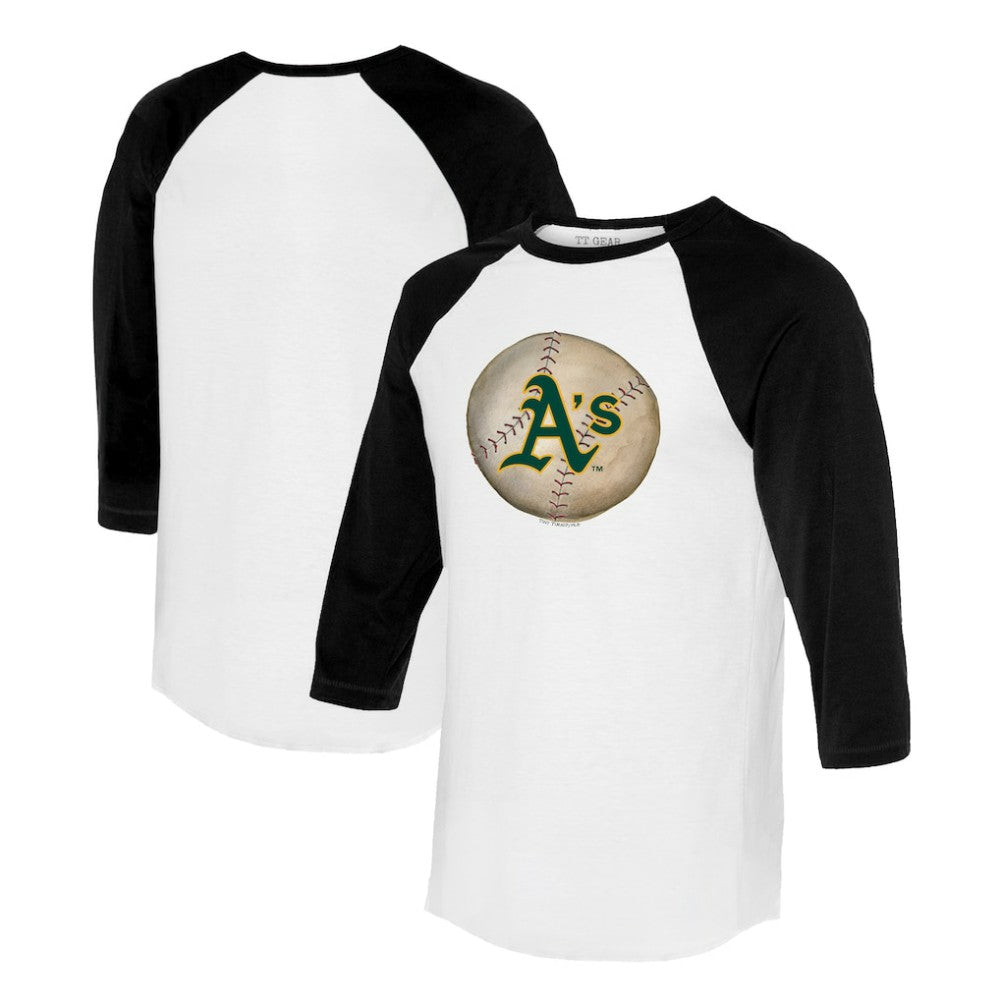 Athletics Tiny Turnip Unisex Stitched Baseball 3/4-Sleeve Raglan T-Shirt White/Black
