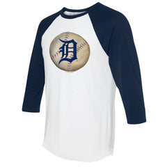 Detroit Tigers Tiny Turnip Unisex Stitched Baseball 3/4-Sleeve Raglan T-Shirt White/Navy