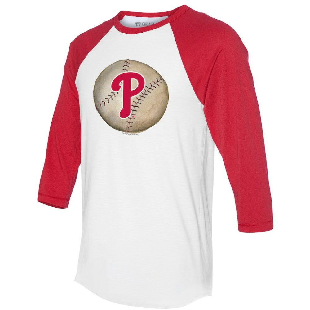 Philadelphia Phillies Tiny Turnip Unisex Stitched Baseball 3/4-Sleeve Raglan T-Shirt White/Red