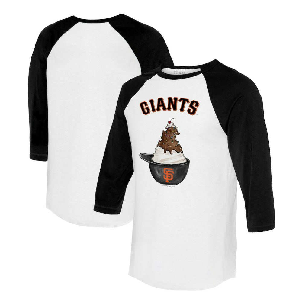 San Francisco Giants Tiny Turnip Unisex Sundae Helmet 3/4-Sleeve Raglan T-Shirt White/Black