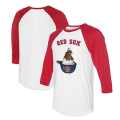 Boston Red Sox Tiny Turnip Unisex Sundae Helmet 3/4-Sleeve Raglan T-Shirt White/Red