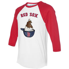 Boston Red Sox Tiny Turnip Unisex Sundae Helmet 3/4-Sleeve Raglan T-Shirt White/Red