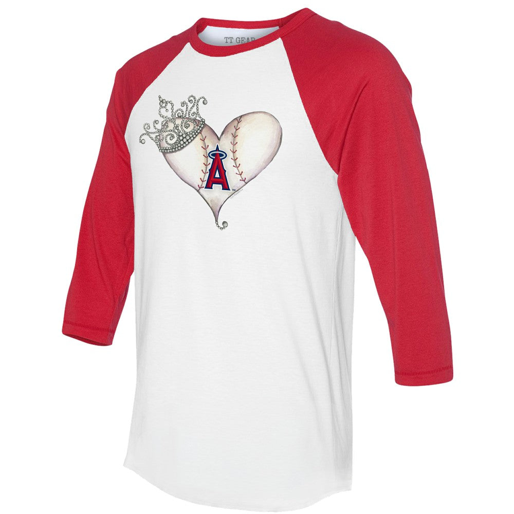 Los Angeles Angels Tiny Turnip Unisex Tiara Heart 3/4-Sleeve Raglan T-Shirt White/Red