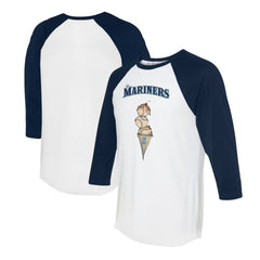 Seattle Mariners Tiny Turnip Unisex Triple Scoop 3/4-Sleeve Raglan T-Shirt White/Navy