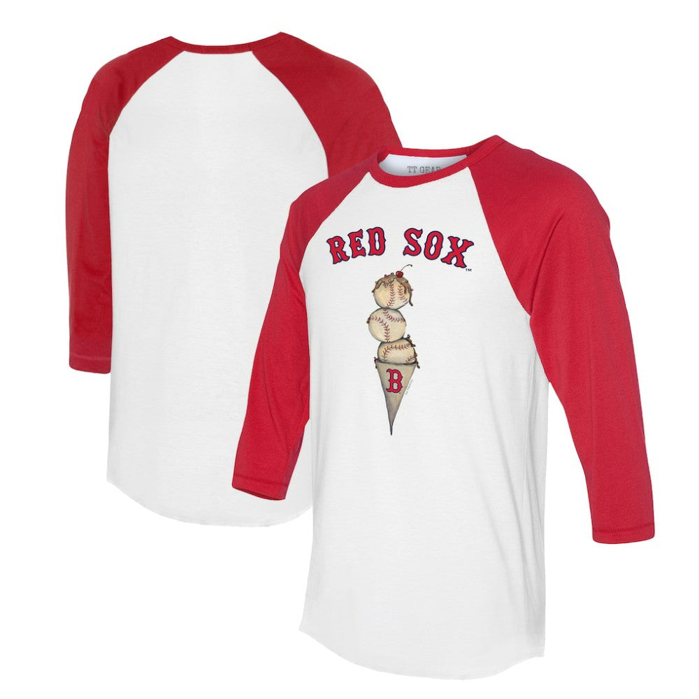 Boston Red Sox Tiny Turnip Unisex Triple Scoop 3/4-Sleeve Raglan T-Shirt White/Red