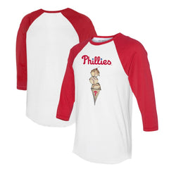 Philadelphia Phillies Tiny Turnip Unisex Triple Scoop 3/4-Sleeve Raglan T-Shirt White/Red