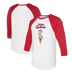 St. Louis Cardinals Tiny Turnip Unisex Triple Scoop 3/4-Sleeve Raglan T-Shirt White/Red