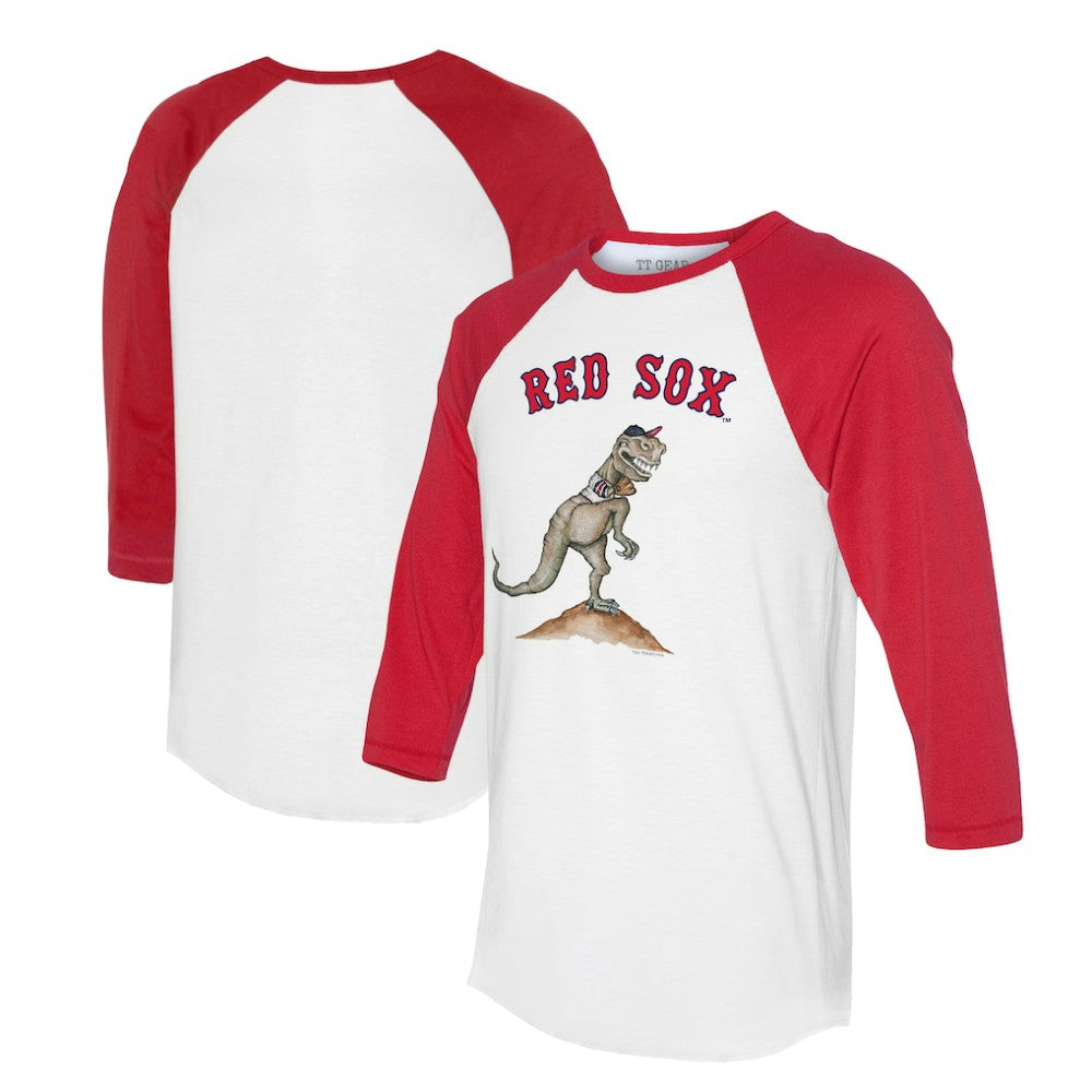 Boston Red Sox Tiny Turnip Unisex TT Rex 3/4-Sleeve Raglan T-Shirt White/Red
