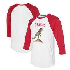 Philadelphia Phillies Tiny Turnip Unisex TT Rex 3/4-Sleeve Raglan T-Shirt White/Red
