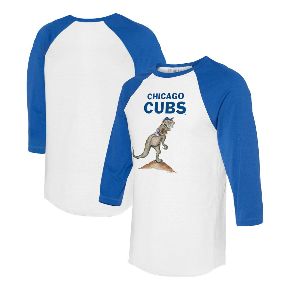 Chicago Cubs Tiny Turnip Unisex TT Rex 3/4-Sleeve Raglan T-Shirt White/Royal