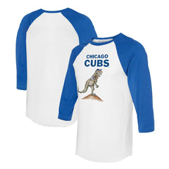 Chicago Cubs Tiny Turnip Unisex TT Rex 3/4-Sleeve Raglan T-Shirt White/Royal
