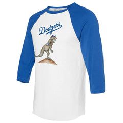 Los Angeles Dodgers Tiny Turnip Unisex TT Rex 3/4-Sleeve Raglan T-Shirt White/Royal