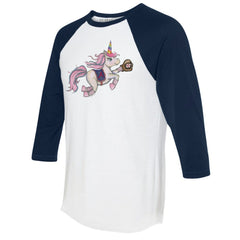 Atlanta Braves Tiny Turnip Unisex Unicorn 3/4-Sleeve Raglan T-Shirt White/Navy