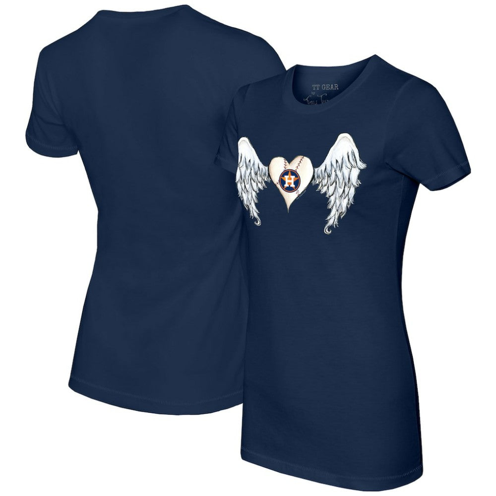 Houston Astros Tiny Turnip Women's Angel Wings T-Shirt Navy