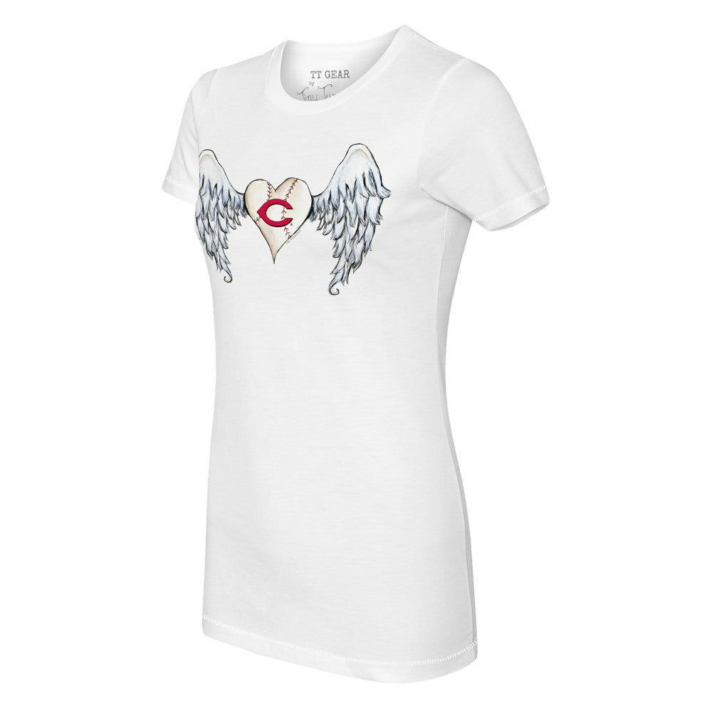 Cincinnati Reds Tiny Turnip Women's Angel Wings T-Shirt White
