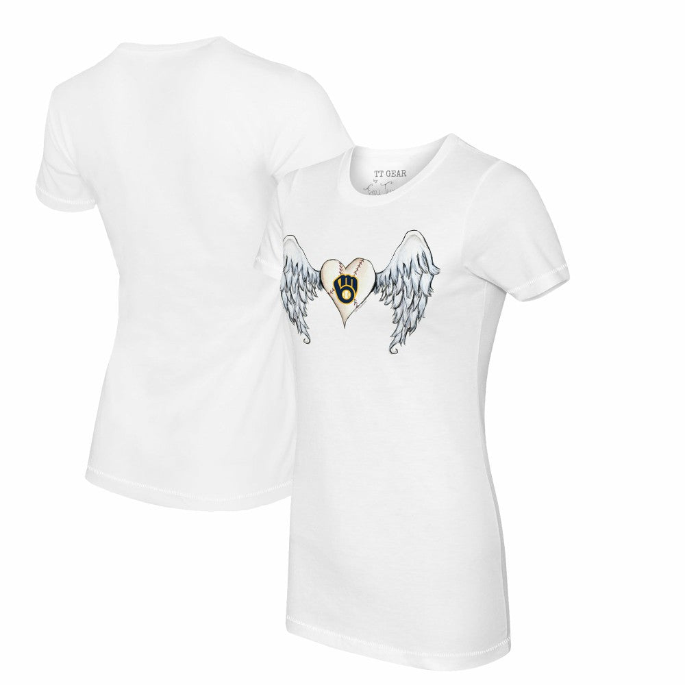 Milwaukee Brewers Tiny Turnip Women's Angel Wings T-Shirt White