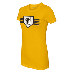 San Diego Padres Tiny Turnip Women's Base Stripe T-Shirt Gold