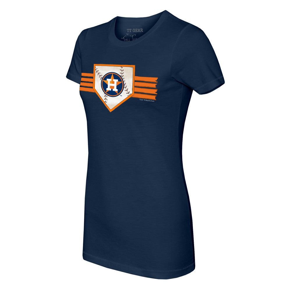 Houston Astros Tiny Turnip Women's Base Stripe T-Shirt Navy